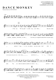 Emso i say dance for me dance for me. Dance Monkey Alt Sax Pdf Noten Von Tones And I In E Moll 7111112