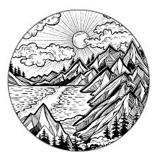 Landscape With A Lake Road Forest And Mountains Stock Vector Illustration Of Circle Road 120388079 They're perfect for posters, clothing, cards, and all sorts of other uses. landscape with a lake road forest and