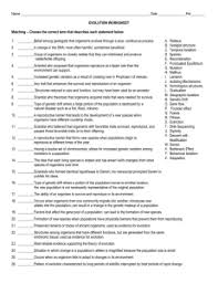 Students are made to think about differential survival and adaptation from a concrete starting point. Evolution And Selection Worksheets