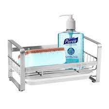Its sleek design includes two compartments, with ventilated divider and drip tray to keep brushes and sponges neat, dry and ready to use. Adhesive Sponge Holder Kitchen Sink Organizer With Tray Sink Caddy Stainless Steel Soap Scrubber Brush Organizer No Drilling Buy Online In Dominica At Dominica Desertcart Com Productid 154636788