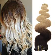 Brown ombré looks that are on the verge of being auburn are right up our alley. Amazon Com 20 Inch Ombre Hair Extensions Clip In Human Hair Brown To Blonde Body Wave Remy Hair Extension Clips In 2 Tone Colored Ombre Hair 7 Pieces 70grams Beauty