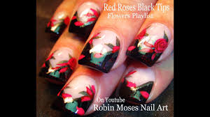 Red, white and black amazing toe nail designs; Red Roses Nail Art Diy Rose Nails Design Tutorial Youtube