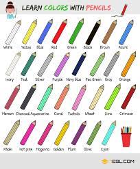 The hindi names for the colors have been provided alongside their english meanings to help english readers learn them. Color Names List Of Colors Colours In English With Images 7esl