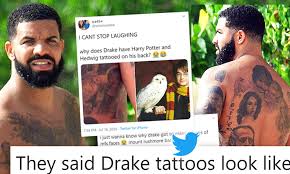 Drake's new tattoo is a familiar face: Drake S Tattoos Mocked On Twitter For Looking Like Zoom Meeting Daily Mail Online