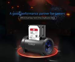 An enclosure encompasses a hard drive completely. Dual Bay Hard Drive Duplicator Dock Orico