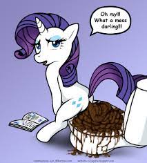 1249535 - grotesque, questionable, artist:s2x, rarity, pony, unicorn, cutie  mark, eyes closed, female, fetish, hyper scat, impossibly large turd,  looking at you, magazine, poop, pooping, potty time, scat, solo, solo  female, speech