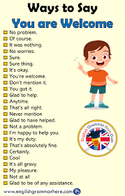 English Ways To Say You Are Welcome English Grammar Here English Vocabulary Words Learn English Words English Grammar