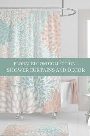 Coral Shower Curtains With Aqua And Teal Elegant Floral Shower Curtains In 2020 Coral Shower Curtains Floral Shower Curtains Coral Bathroom Decor