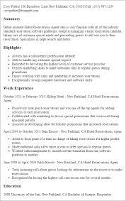 1 Hotel Reservations Agent Resume Templates Try Them Now Myperfectresume