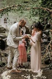 A Sweet Extraordinary Waterfall Vow Renewal Ceremony In Bali Country Wedding Dresses Unique Wedding Dresses Vintage Long Train Wedding Dress