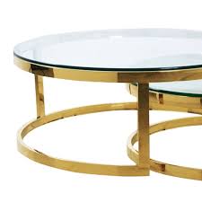 Although it dates from 2002 it has a very 1970s space age look about it. Set Of 2 Ladigo Round Coffee Table In Golden Stainless Steel