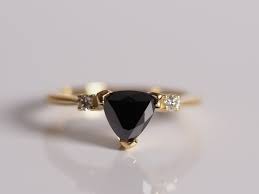 Check spelling or type a new query. Triangle Shaped Black Diamond Engagement Ring In Yellow Gold Edward Fleming Jewellery