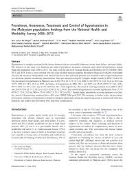 The target population for the 2018 survey was the same as has been defined since the 1991 survey: Pdf Prevalence Awareness Treatment And Control Of Hypertension In The Malaysian Population Findings From The National Health And Morbidity Survey 2006 2015
