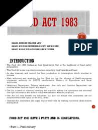 However, i'm at zero knowledge on it. Food Act 1983 Food Safety Hygiene