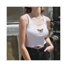 Sexy Butterfly Embroidery Cami Top Women Streetwear Summer Cropped Feminino Tops Unif Omighty Fashion Autumn Korean Tank Top