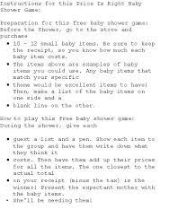 Instructions For The Price Is Right Baby Shower Game Baby Shower Free Baby Shower Games Baby Cost