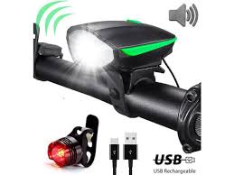 Bike Light Usb Bike Light Bicycle Headlight With Super Loud Bike Horn 120 Db Super Bright Waterproof 3 Lighting Modes Usb Rechargeable Bicycle Light Taillight Green Newegg Com