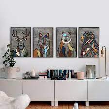 Deer Wolf Bear Eagle Set Of 4 Painting Wood Wall Art Etsy Etsy Wall Art Animal Wall Art Painted Wood Walls
