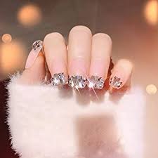 Amazon Com 24pcs French Nail Tips Bling Bling Diamond Light Pink French False Nail Tips Square Medium Artificail Nail Beauty Buy the best and latest nail art acrylic nails on banggood.com offer the quality nail art 608 руб.
