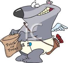 Cartoon Of A Sly Dog Dressed As Cupid Wearing A Diaper And Trick Or Treating Royalty Who remembers courage the cowardly dog? cartoon of a sly dog dressed as cupid