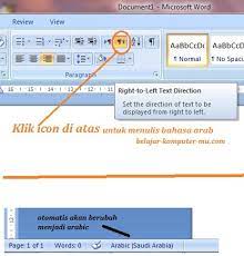 Berfungsi membuat setiap huruf pertama setiap kata menjadi kapital. Cara Setting Menulis Teks Bahasa Arab Microsoft Word Windows 7 Seven Belajar Komputer Mu