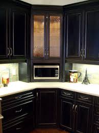 Corner Built In Microwave Cabinet With Glass Door Upper Decorative Turned Post Columns Fla Built In Microwave Cabinet New Kitchen Cabinets Microwave Cabinet