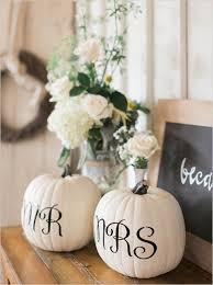 Mr And Mrs Pumpkins For A Fall Wedding 17 Homemade Wedding Decorations For Couples On A Bud Homemade Wedding Decorations Pumpkin Wedding Fall Bridal Shower