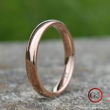 Polished rose gold plated ring tungsten carbide wedding band. Tungsten Ring Classic 4mm Rose Gold Comfort Fit Band Mens Etsy