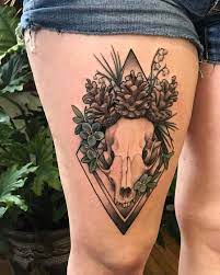 Rose, wings and skull thigh tattoos. 195 Thigh Tattoo Ideas To Flaunt Your Style Wild Tattoo Art