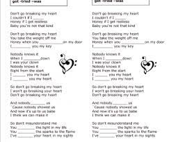 Cuz if you go breaking my heart, i won`t survive, so stay for tonight. Song Worksheet Don T Go Breaking My Heart By Elton John