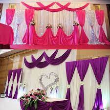 Our wide range of backdrop curtains includes big payette sequin backdrop curtains, fire retardant polyester curtain panels, premium velvet backdrop drapes, and many more. Wedding Stage Satin Curtain Backdrop Fabric Party Celebration Background Drape W Lights Wedding Decor Wedding Stage Wedding Decoration Supplies