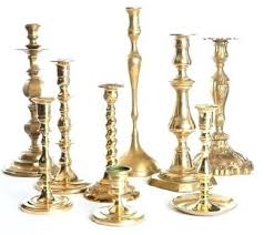 Brass candle holders contemporary design set/2 | 2.75d x5h | item no. Candleholder Rental Vintage Brass Candlesticks