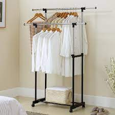 It fits perfect for my roombox. New Adjustable Double Bar Castor Wheels Rolling Garment Rack Rail Clothes Hanger Ebay