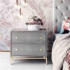 Enjoy free shipping on most stuff, even big stuff. Aljie Modern Classic Grey Faux Shagreen Brass Metal Nightstand Kathy Kuo Home