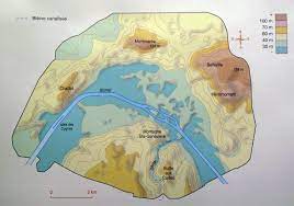 Sub harta va apare un grafic albastru. Paris Elevation Map Harta De La Paris Altitudine FranÈ›a