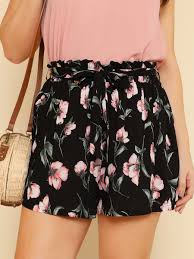 Buy clothing and shopping with shein Shop Self Belted Flower Print Shorts Online Shein Offers Self Belted Flower Print Shorts More To Floral Print Shorts Plus Size Outfits With Sneakers Fashion