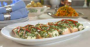 Mary Berry Salmon Fillets With Herbs And Red Pepper Recipe On Mary Berry S Foolproof Cooking Cooking Salmon Mary Berry Salmon Red Pepper Recipes
