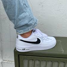 Womens Nike Air Force 1 White And Black Vintage Aesthetic Streetwear Fashion Casual Fall Style Inspo In 2020 Aesthetic Shoes Nike Shoes Air Force Shoes Sneakers Nike