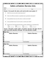 Free Qualitative And Quantitative Observations Activity Distance Learning Too Teaching Scientific Method Activities Distance Learning