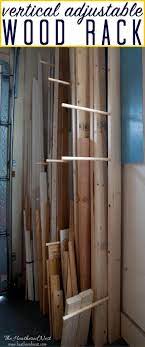 Organize Lumber With A Simple Adjustable Diy Vertical Wood Rack Diy Lumber Storage Lumber Storage Rack Wood Rack