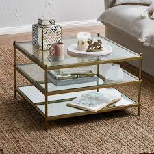 Round coffee table nesting table with open storage. Temple Webster Square Francesca Glass Coffee Table Reviews
