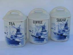 Maybe you would like to learn more about one of these? Shabby Blue White China Antique Kitchen Canister Coffee Tea Jars Vintage Czech Tea Jar Blue And White China Kitchen Canisters