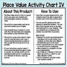 place value activity chart iv up to 10 digits freebie