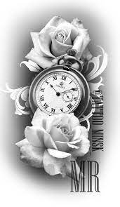Pin By Victor Torres Campos On Tattoo Client Clock Tattoo Design Clock And Rose Tattoo Pocket Watch Tattoo Design