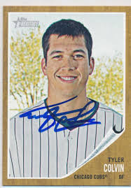 Tyler Colvin Chicago Cubs Autographed 2011 Topps Heritage Baseball Card #406