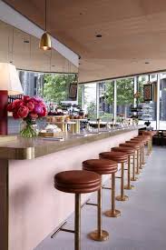 Grey Pink Walls Bronze And Brown Leather Granger And Co King S Cross For More Restaurants Bringing In Bar Interior Design Granger And Co Restaurant Interior