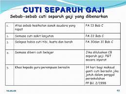 (ii) cuti separuh gaji kerana menghidap penyakit tibi, kusta, barah dan penyakit seumpamanya yang diperakukan oleh lembaga perubatan; Surat Permohonan Cuti Tanpa Gaji Menjaga Anak J Kosong T