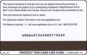 Inquiries, complete terms and restaurant location information: Gift Card Applebee S Applebee S United States Of America Applebee S Col Us App 004 2008b