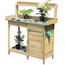 Amazon Com Giantex Potting Bench Table For Outside Natural Wood Garden Plant Lawn Patio Table Storage Shelf Potting Bench Outdoor Potting Bench Table Storage