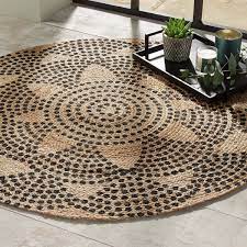 Tapis ronds jonc de mer, petit tapis rond, tapis rond enfant. Tapis Rond En Jute A Petits Pois D120cm Blush Living Beige Et Noir Veo Shop